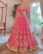 pink color mirror work lehenga choli at affordable price - Joshindia