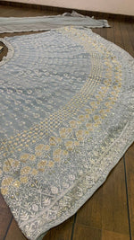 sky color Georgette designer lehenga choli - Joshindia