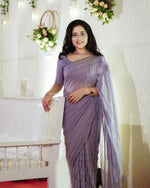 orchid color Designer Saree - Joshindia