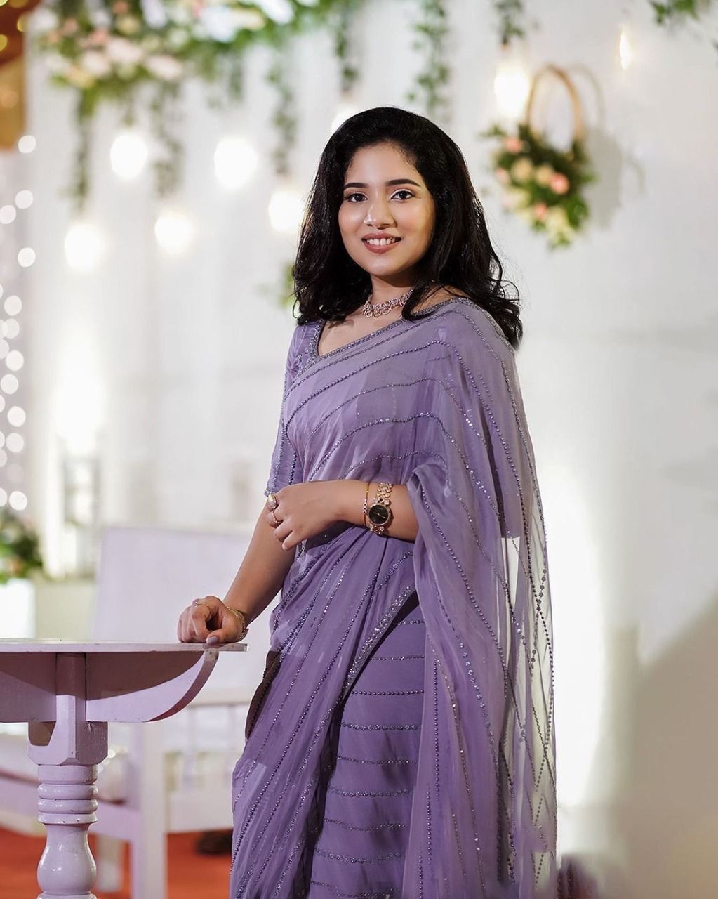 orchid color Designer Saree - Joshindia