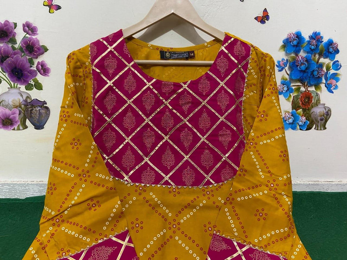 Trendy Style Kurti PalazzoWith Bandhani Print - Joshindia