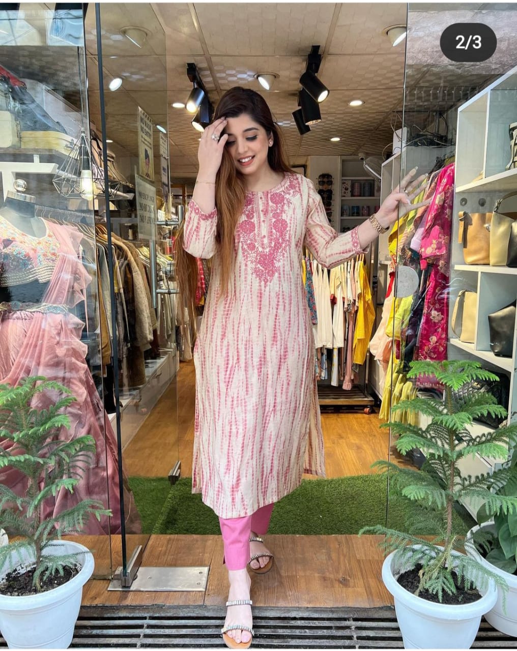 Heavy embroideryWork kurti with pant-In very fine quality reyon - Joshindia