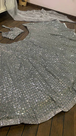 grey color designer sequence work lehenga choli - Joshindia