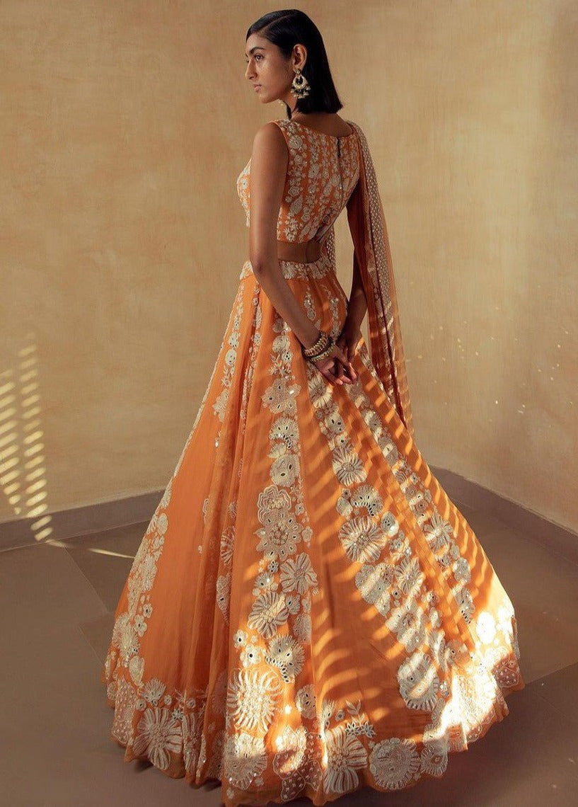 Orange Color Heavy Designer Lehenga Choli - Joshindia