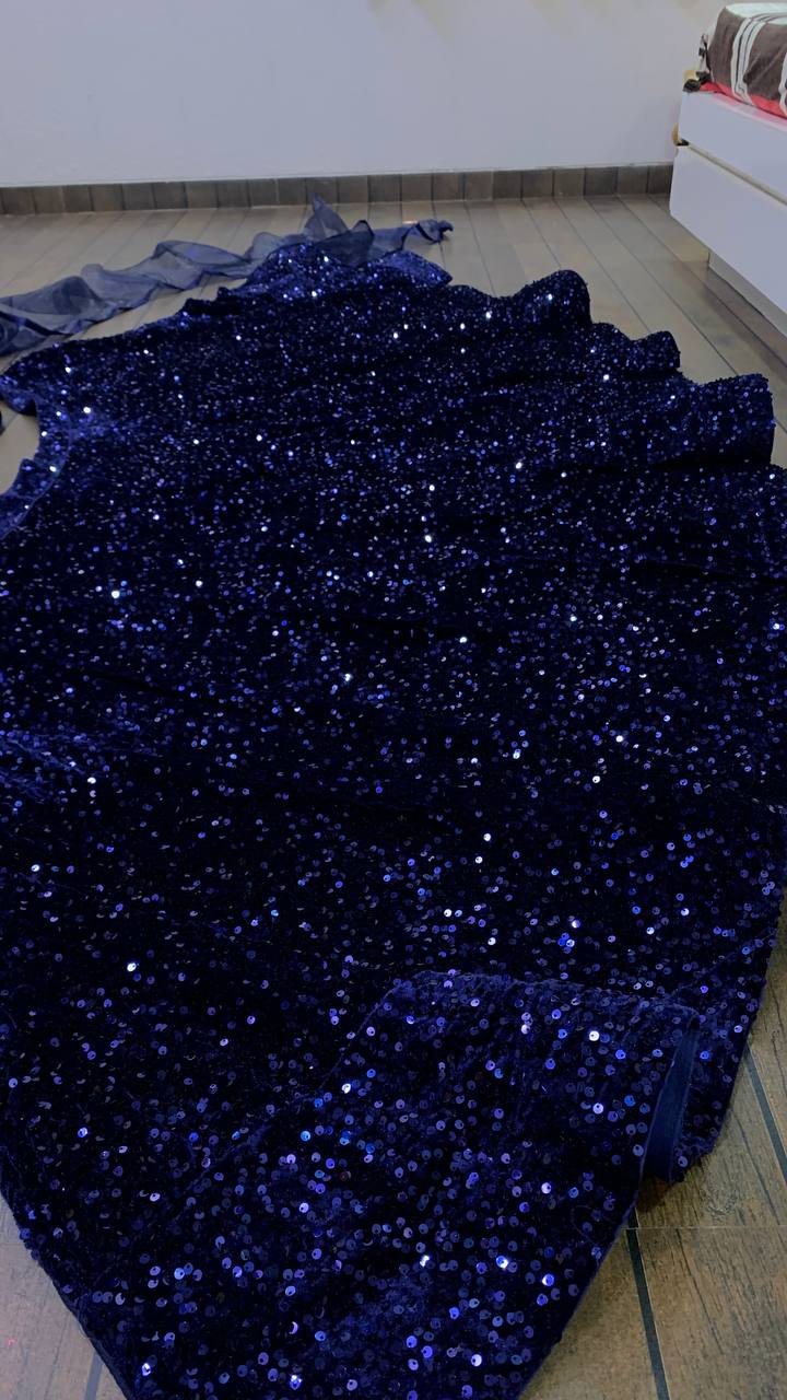 Blue color designer sequence work lehenga choli - Joshindia