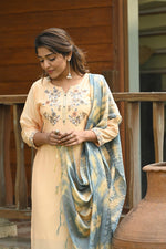 Muslin Embroidered Kurti With Pant & Dupatta - Joshindia