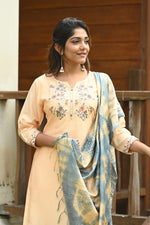 Muslin Embroidered Kurti With Pant & Dupatta - Joshindia