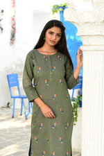 Ethnic Round Neck Embroidered Cotton Kurta - Joshindia