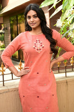 Trendy Round Neck designer Cotton Kurta With Bottom - Joshindia
