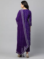 Zardosi Work And Bandhani Print Kurta With Pant - Joshindia