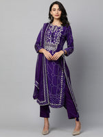 Zardosi Work And Bandhani Print Kurta With Pant - Joshindia