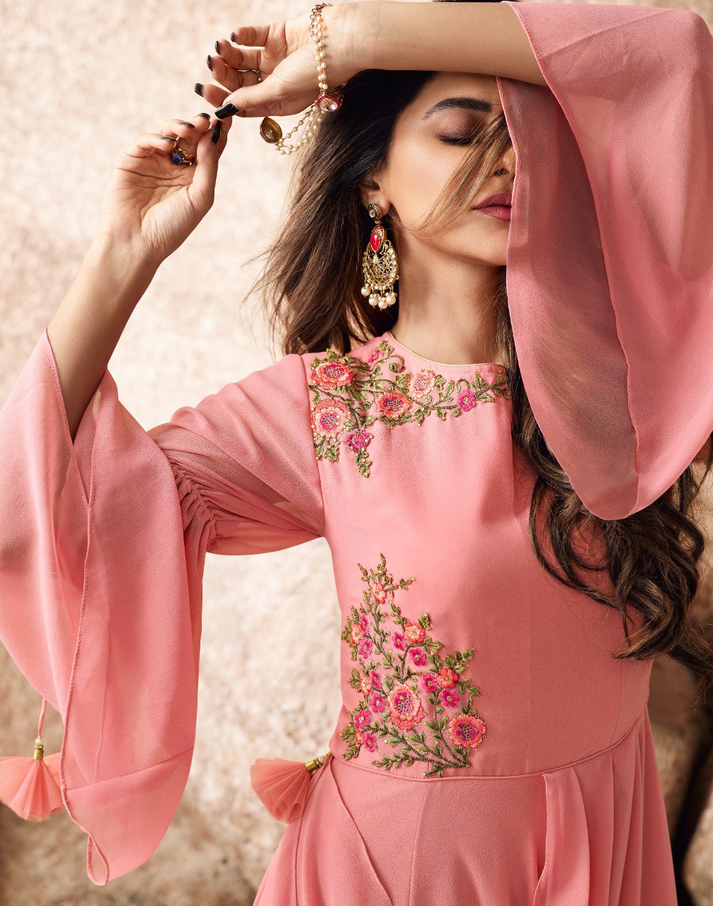 Peach Color Designer Georgette Gown - Joshindia