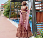 Dusty Pink color designer embroidery sequence work lehenga choli - Joshindia