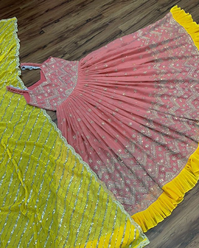 Buy Peach Color Latest Designer Gown Online - Joshindia