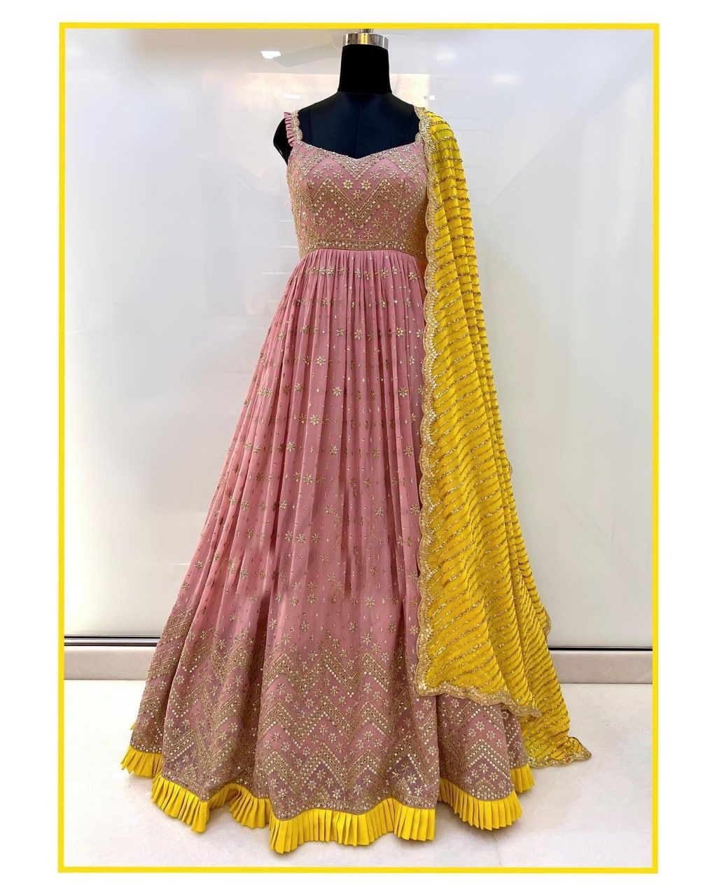 Buy Peach Color Latest Designer Gown Online - Joshindia