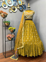 Yellow Color georgette designer lehnga choli - Joshindia