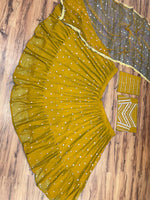 Yellow Color georgette designer lehnga choli - Joshindia