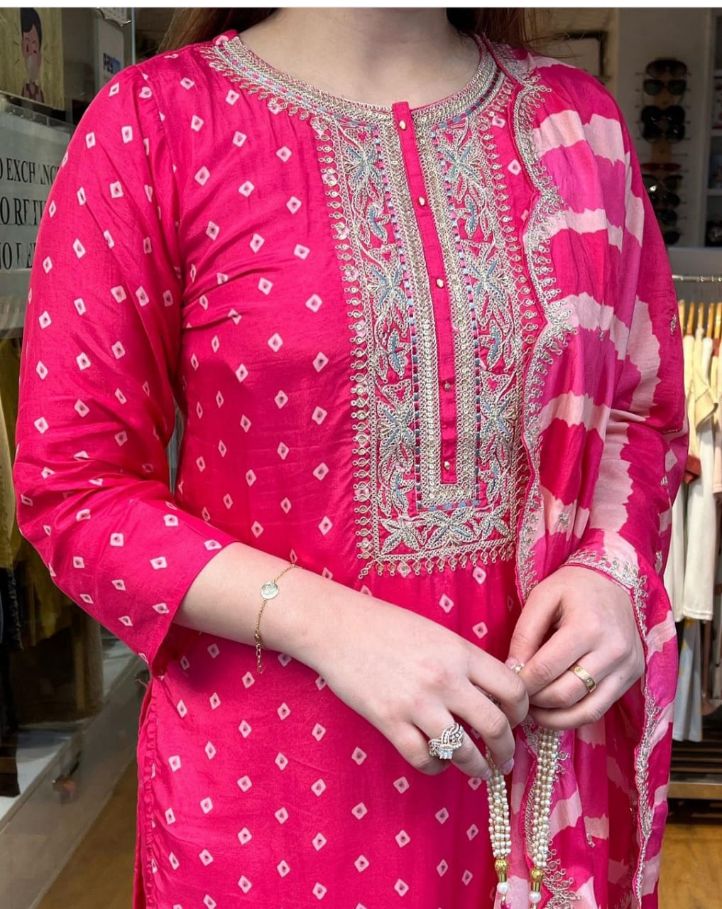Heavy embroidery Work kurti with pant and dupatta -In very fine quality Rayon - Joshindia