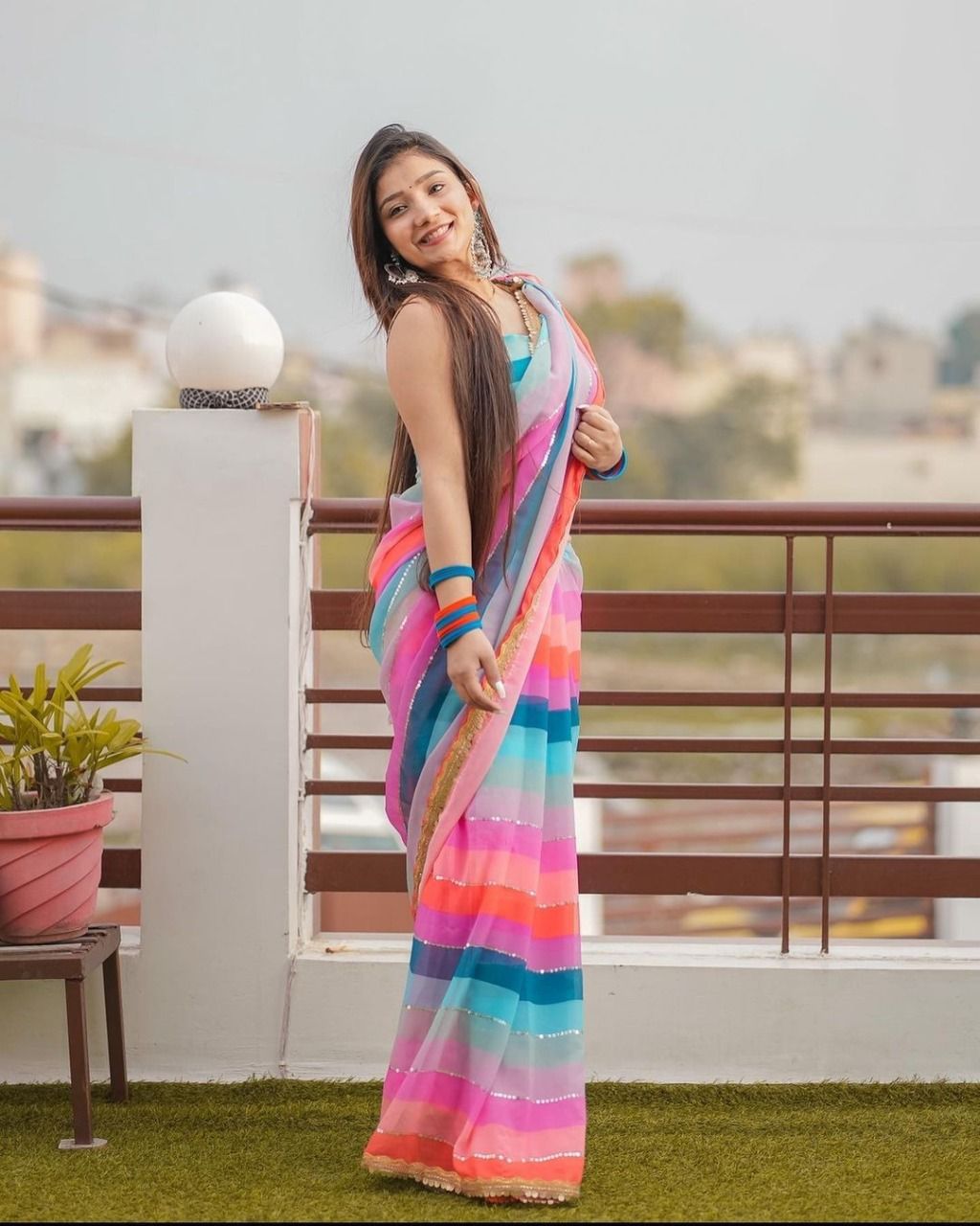 Trending Multi colour saree buy online - Joshindia