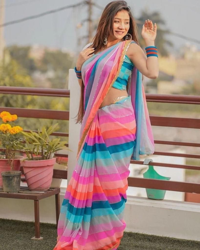 Trending Multi colour saree buy online - Joshindia