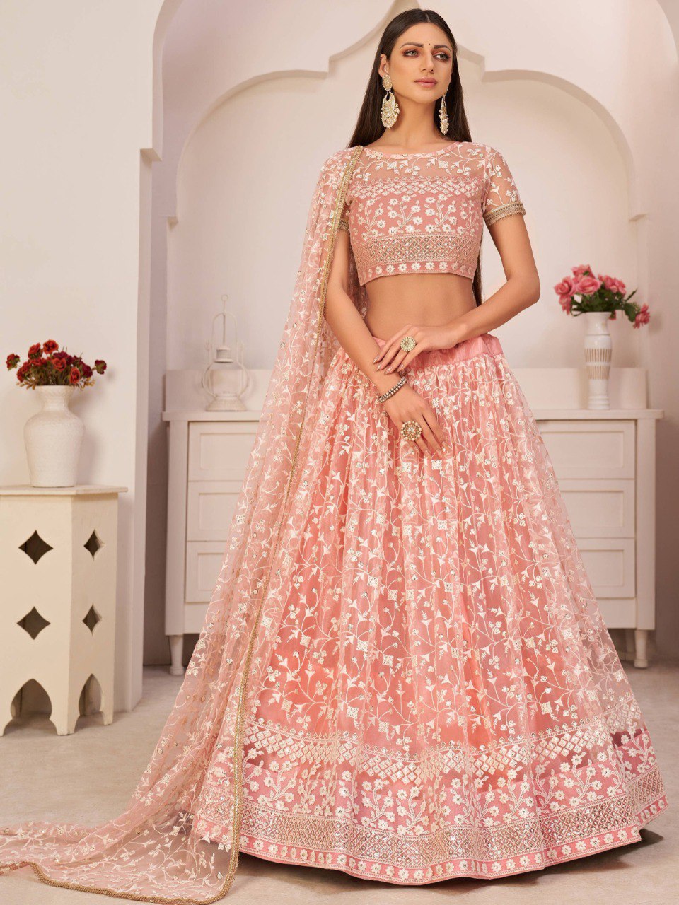 Trending Peach Color Lehenga Choli For Wedding - Joshindia