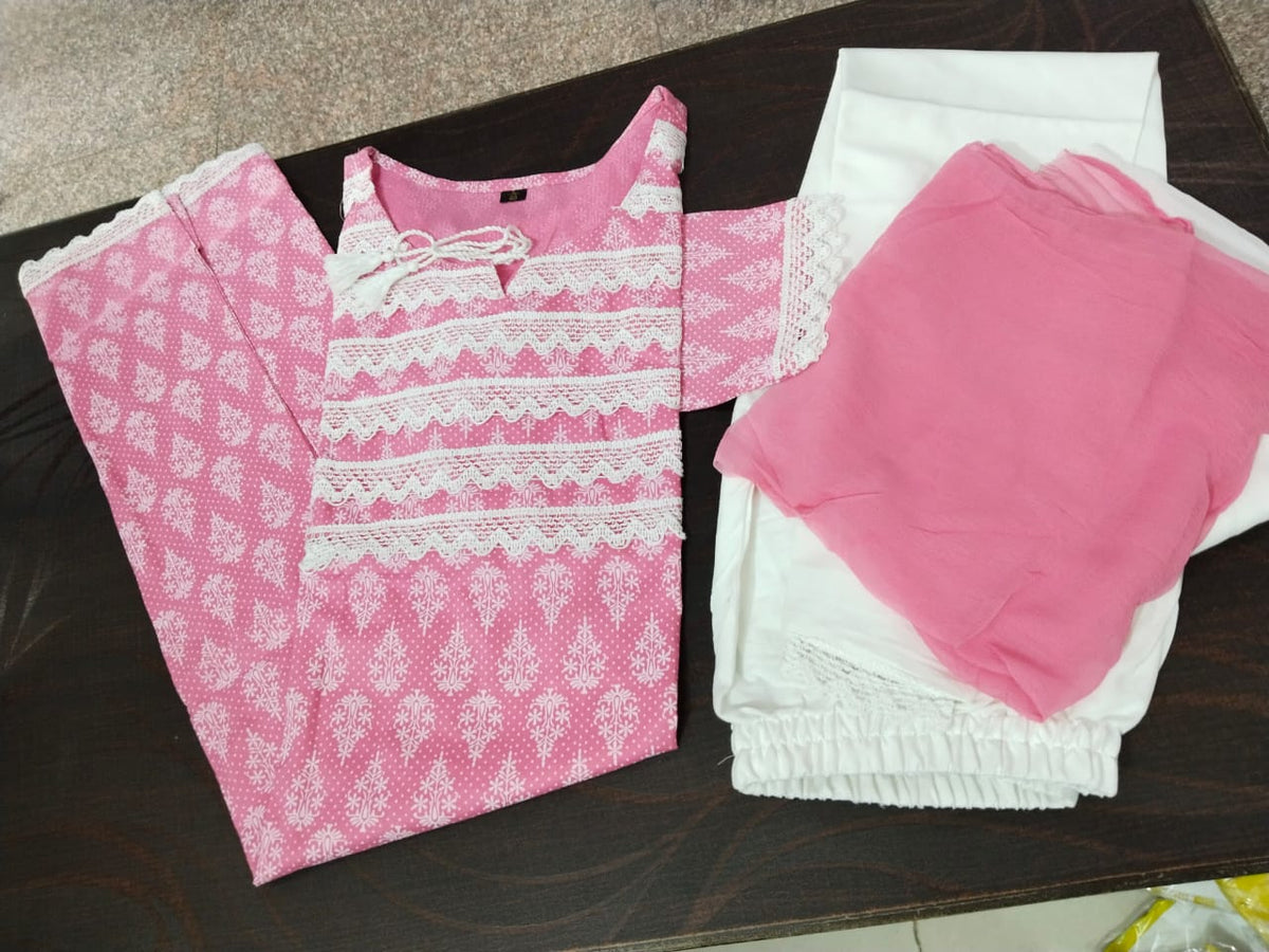 Rayon fabric kurti with pant and dupatta - Joshindia