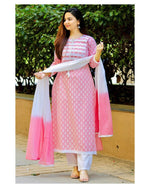Rayon fabric kurti with pant and dupatta - Joshindia