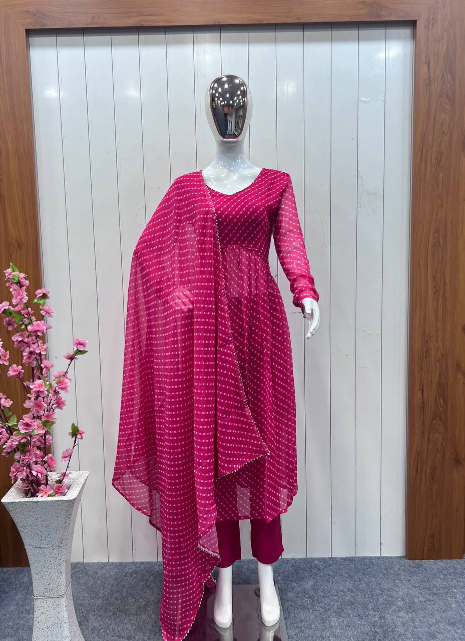 Pink Georgette Designer Kurta Set - Joshindia