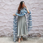 Beautiful Heavy Cottan Anarkali KURTI WITH PANT MAL MAL DUPATTA - Joshindia