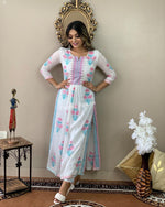 Beautiful Printed Cotton Fabric Kurti With Heavy Manual - Joshindia