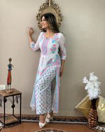 Beautiful Printed Cotton Fabric Kurti With Heavy Manual - Joshindia