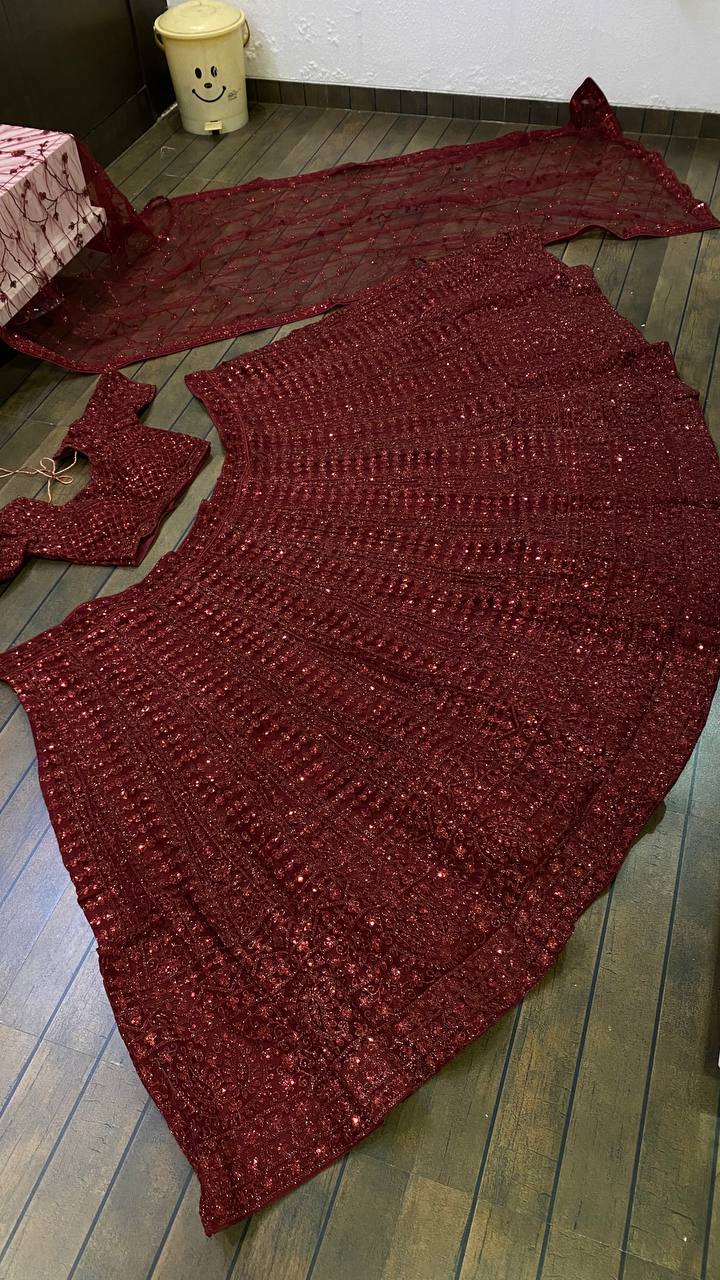 Classic Indian Maroon Lehenga Choli set For Festive Season At Best Price - Joshindia