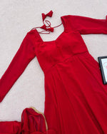 Trendy Red color lucknowi style kurta set for stylish look - Joshindia