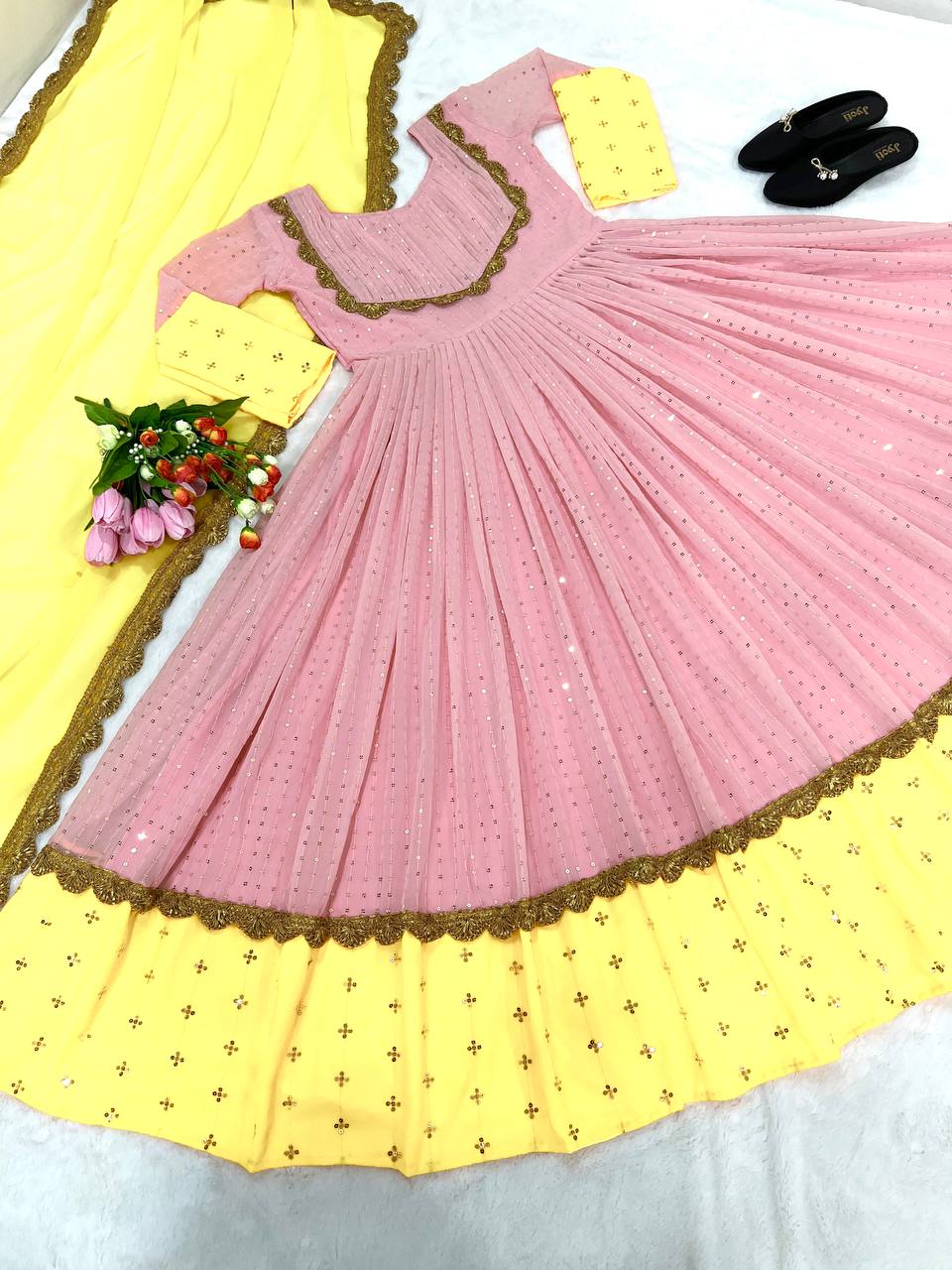 Beautiful Pink color gown for girls - Joshindia