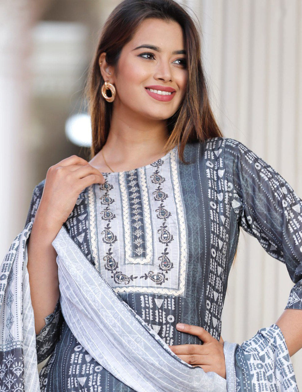 Amazing Grey Color Kurta Set At Josh India - Joshindia