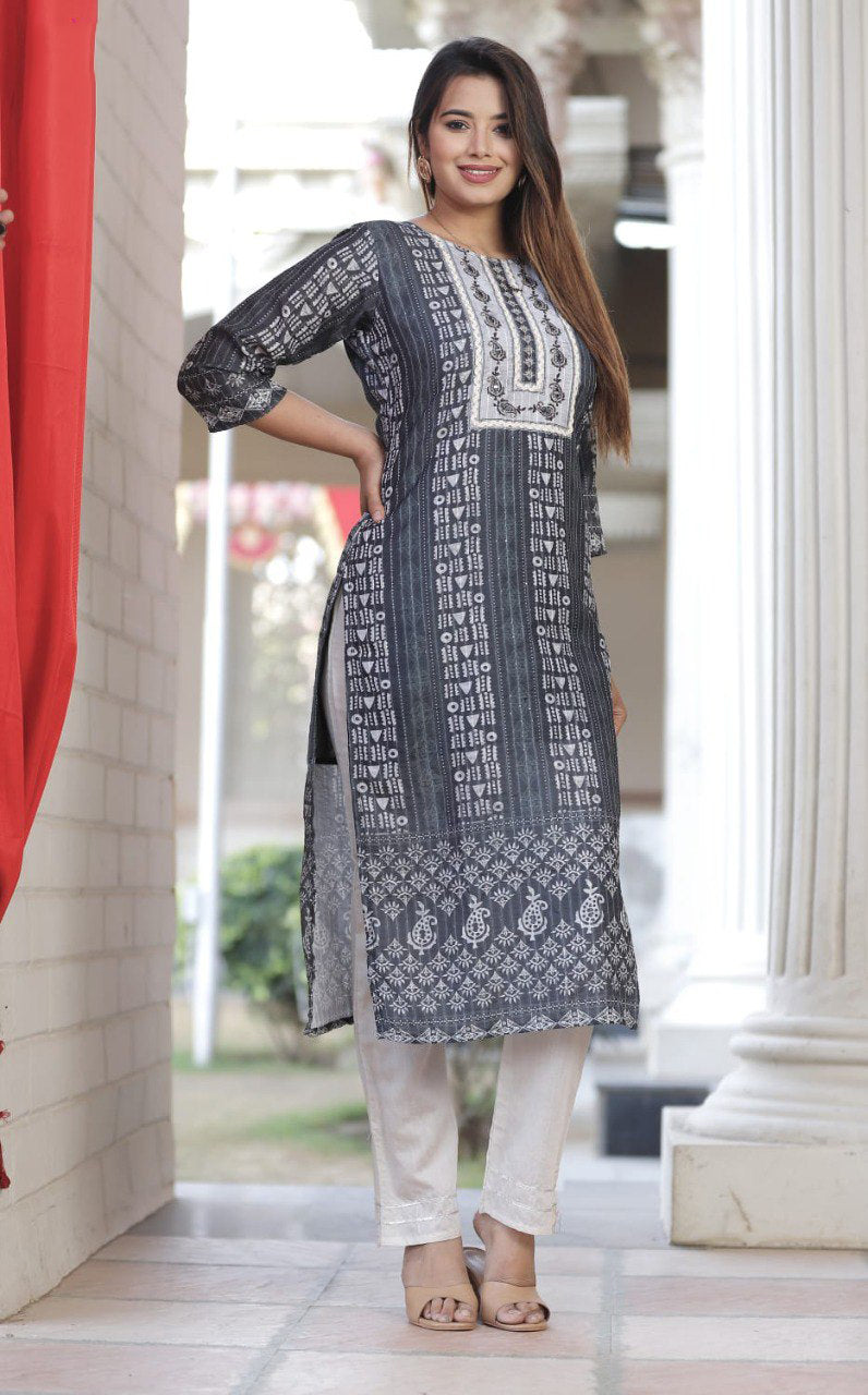Amazing Grey Color Kurta Set At Josh India - Joshindia