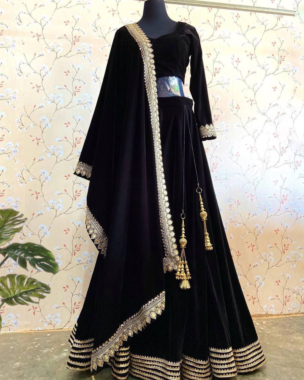Latest black color georgette designer lehenga choli for stylish look