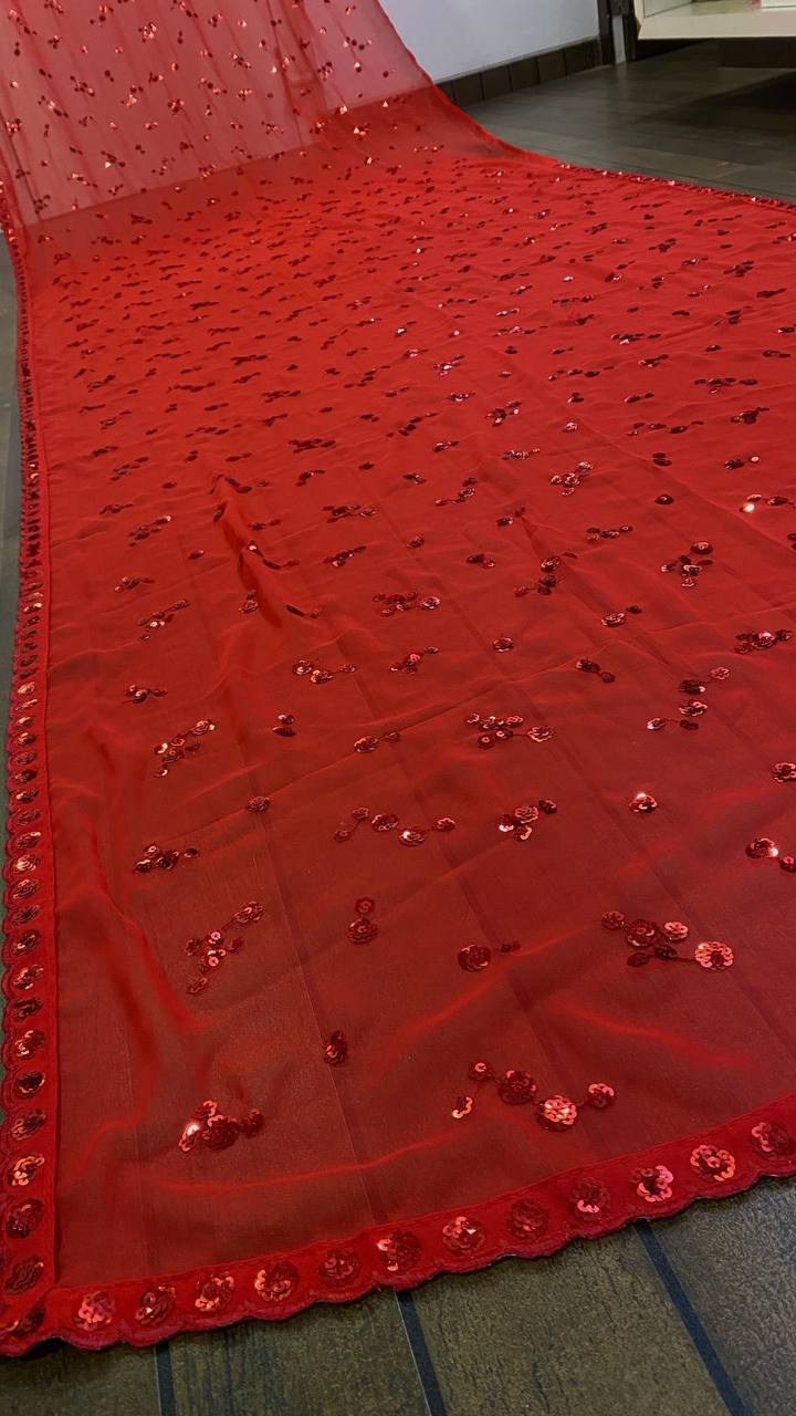 Beautiful sequence saree for partywear look - Joshindia