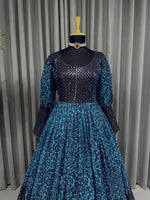 Turcoish blue ready to wear gown for wedding function buy online - Joshindia