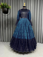 Turcoish blue ready to wear gown for wedding function buy online - Joshindia