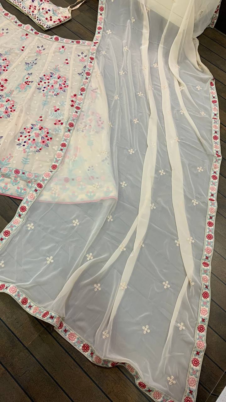 lucknowi Cream lehenga choli For Women Buy Online - Joshindia