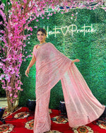 BEAUTIFULPINK COLOUR SEQUENCE WORK SAREE WITH BLOUSE - Joshindia