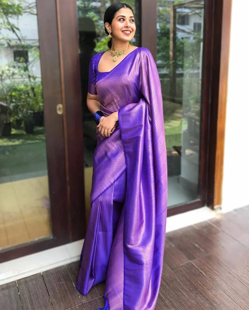 Trending Purple Color Silk Saree For Wedding - Joshindia