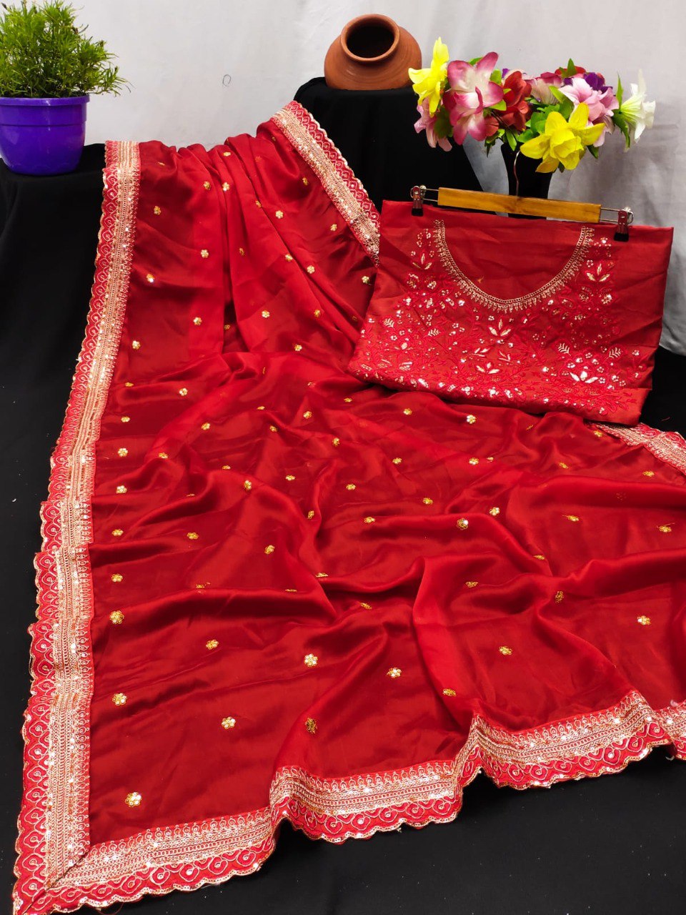 Red Saree At Affordable Price Buy Online - Joshindia