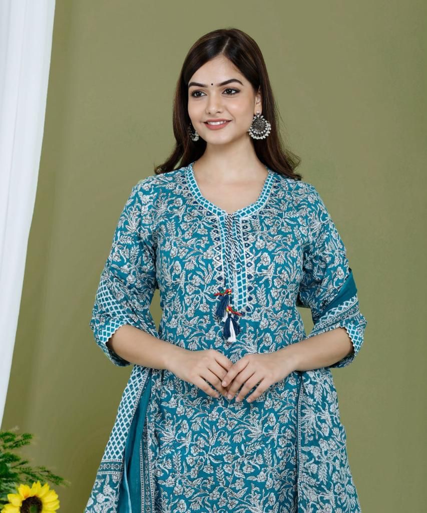Buy Sky bluecolor lucknowi style kurta set for stylish look - Joshindia