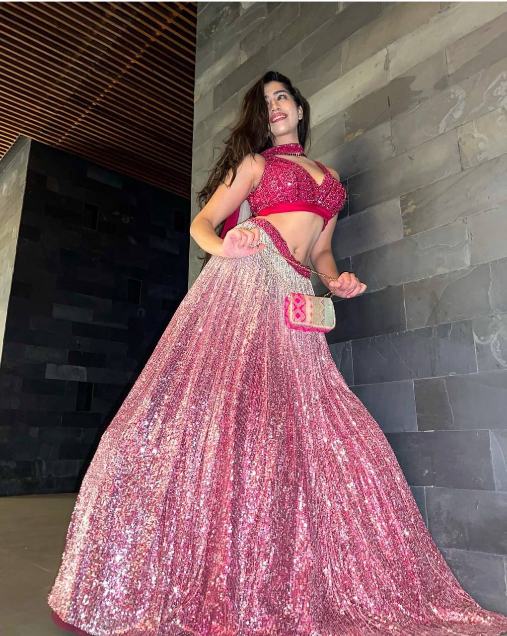 Trending Pink Color Shimmer Look Lehenga Choli - Joshindia