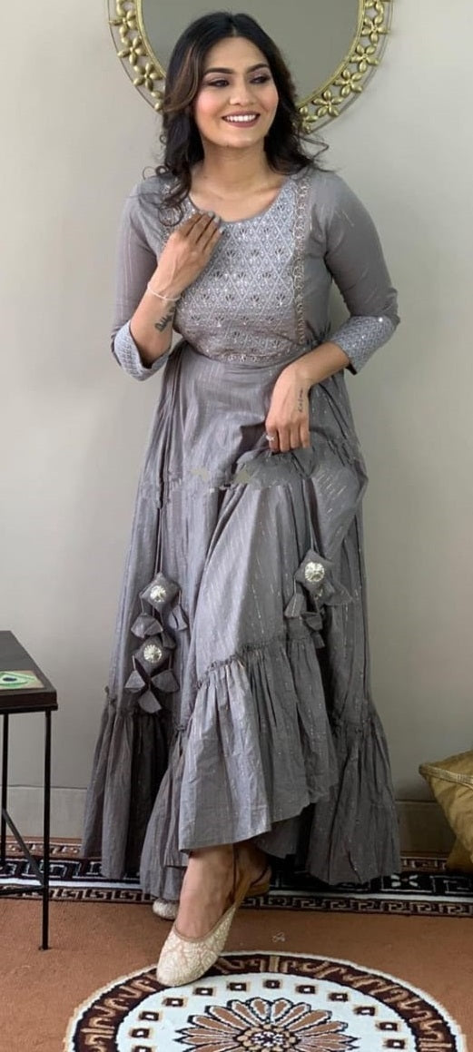 Fastival special cotton lurexgown - Joshindia