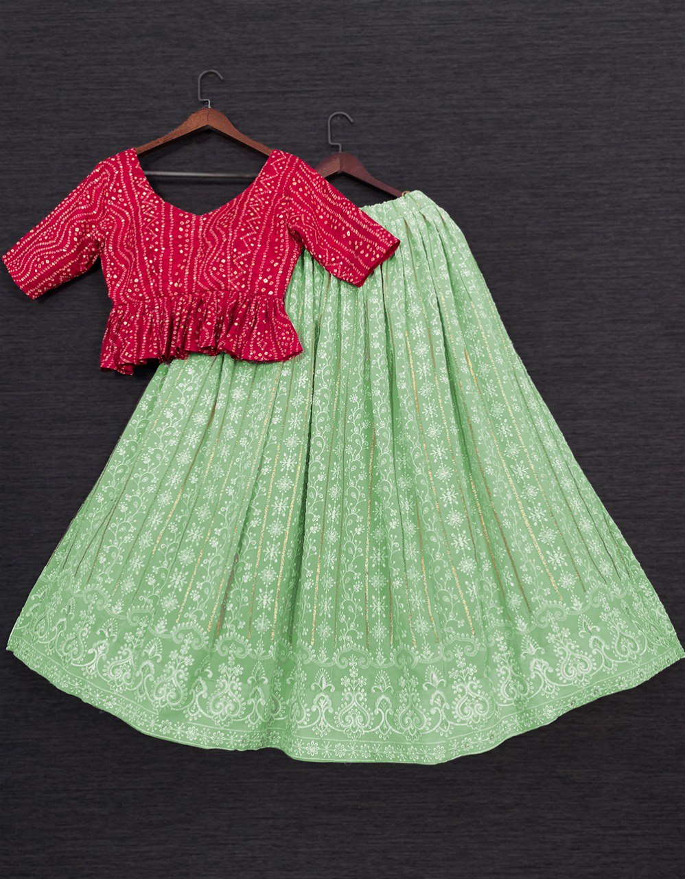 Trendy Pista colour Designer Lehenga Choli Buy Now - Joshindia
