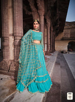 Buy Ruffle Lehenga Choli Online at Best Prices in Sky Blue Color - Joshindia