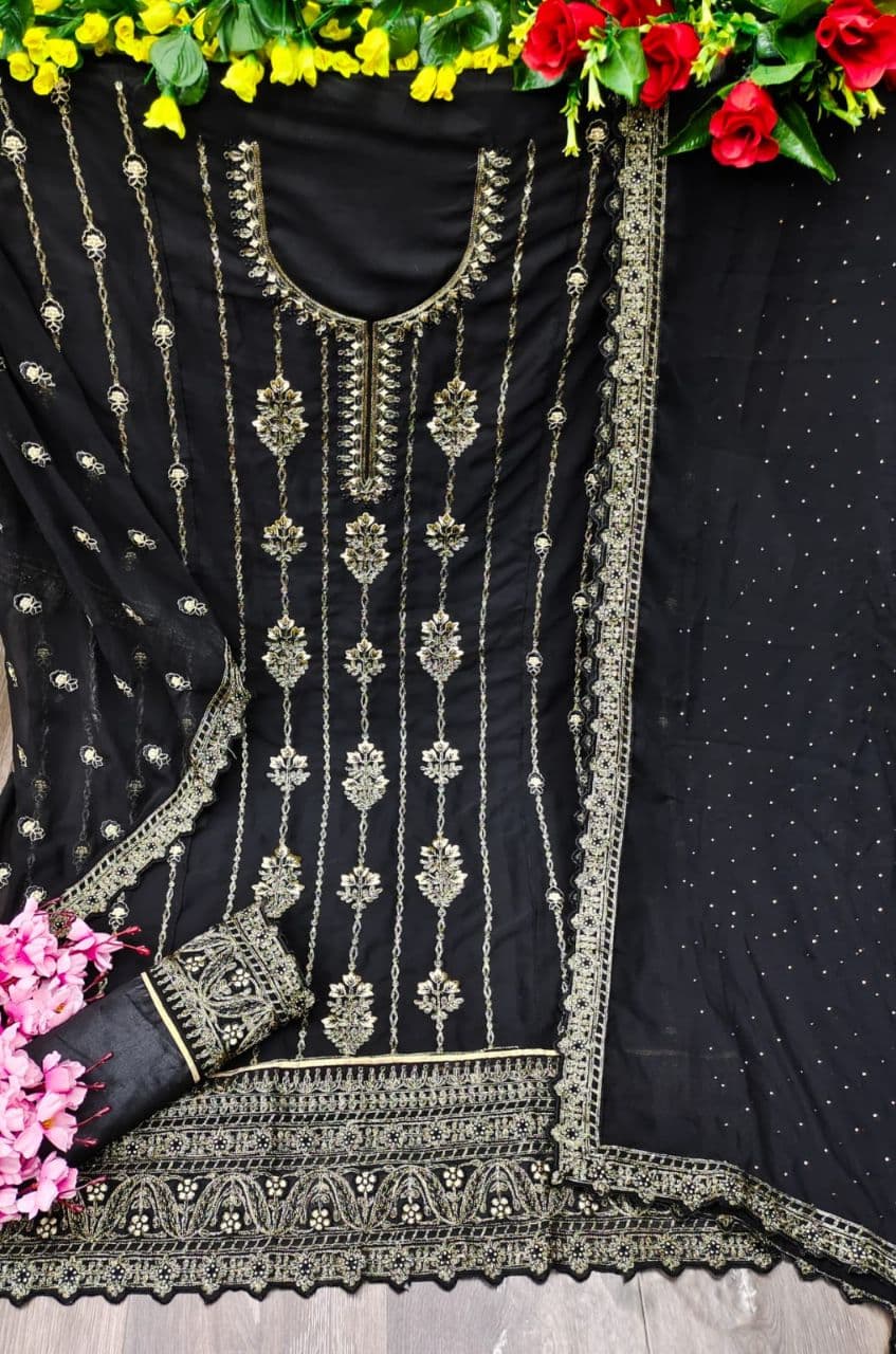 Trending Black colourpakistani suit at affordable price - Joshindia
